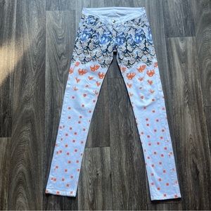 White Leg Jeans Blue Orange Print Stretchy Pants Size: 27